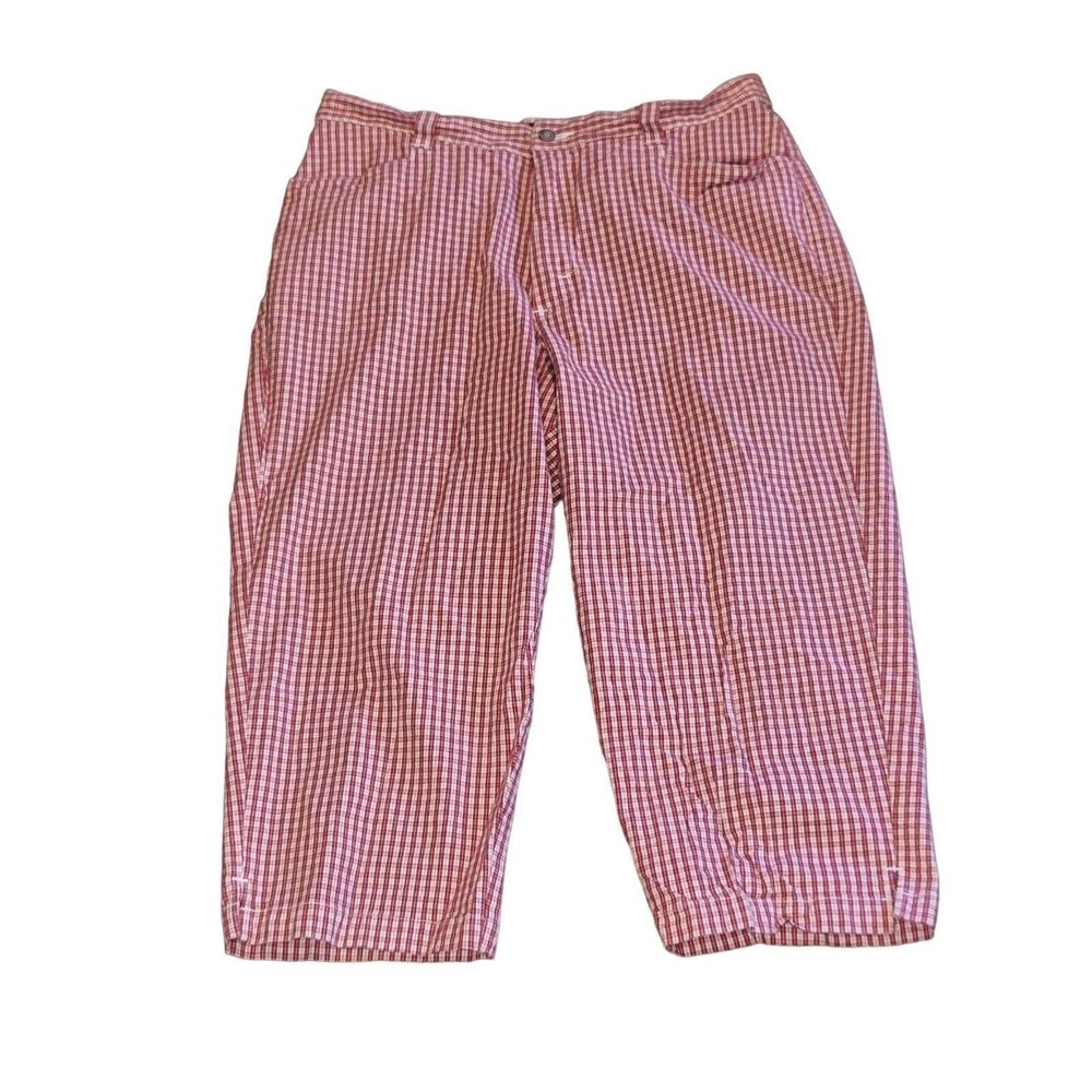 Mr. Lee Cropped Pants Women‎ 16 M Vintage 80s Checkered Red White Capris Gingham